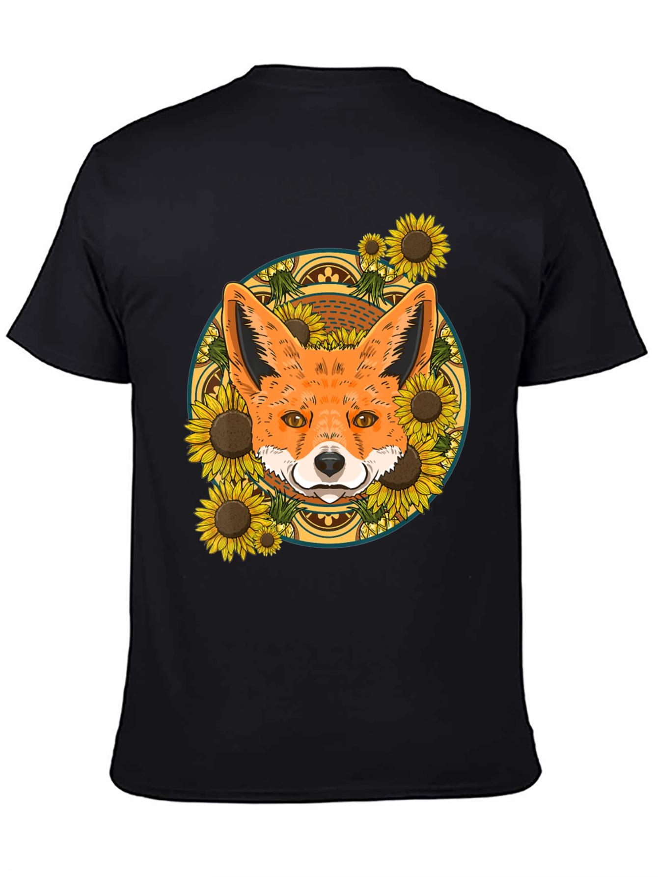 Fox & Sunflower Graphic Tee - Nature Lovers T-Shirt