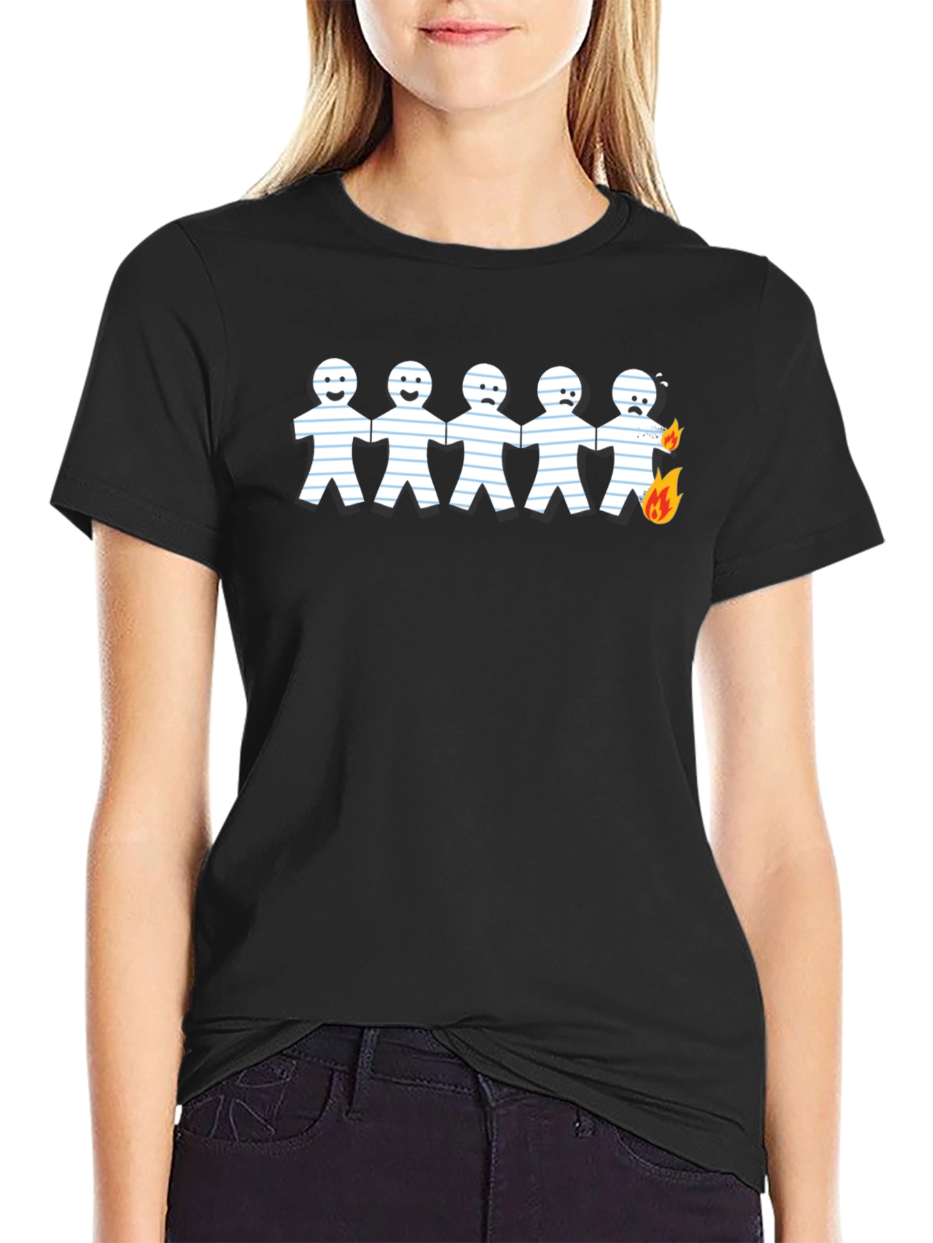 Paper Chain Burning T-Shirt - Humorous Graphic Tee