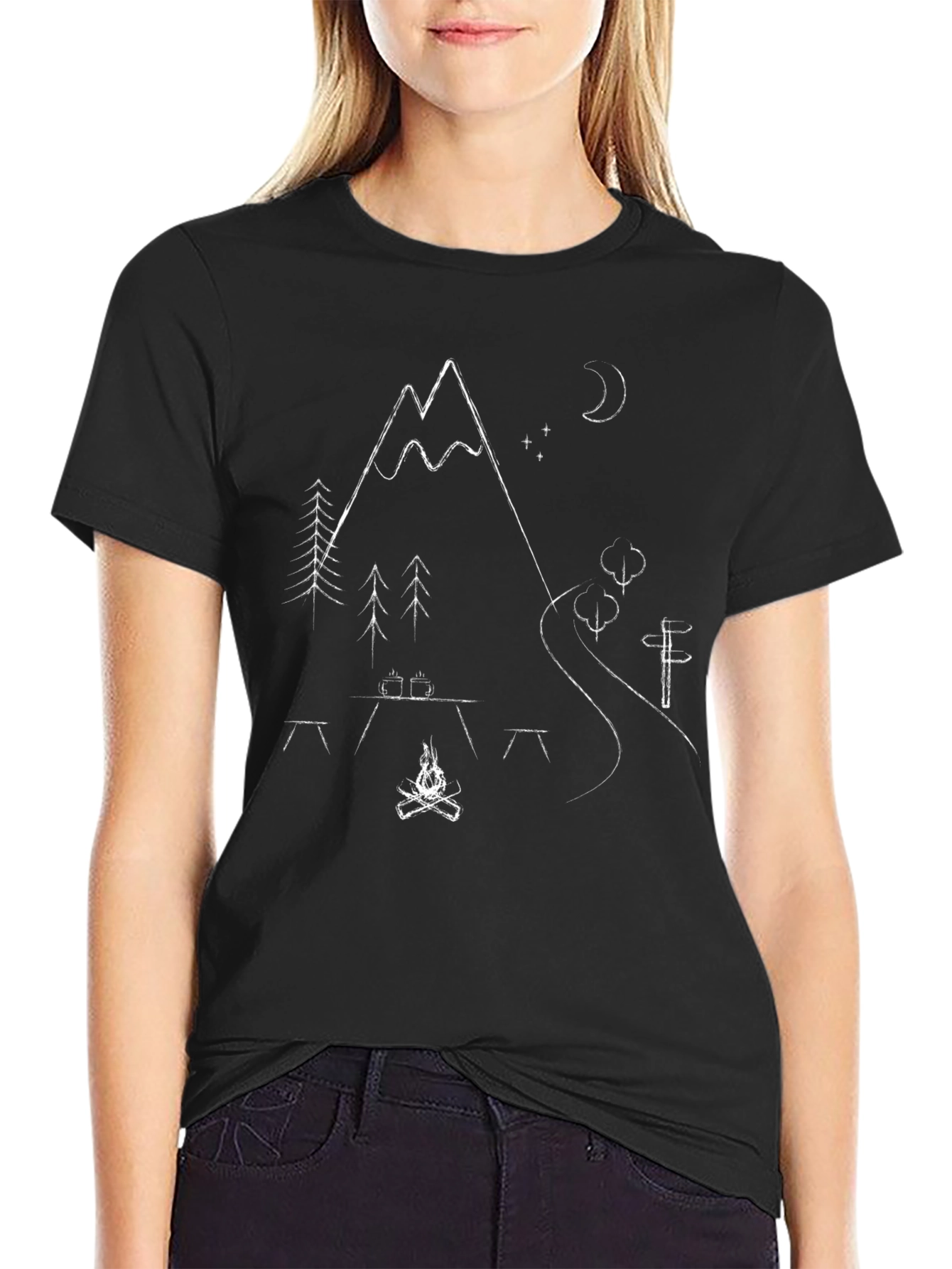 Mountain Campfire Graphic Tee - Black