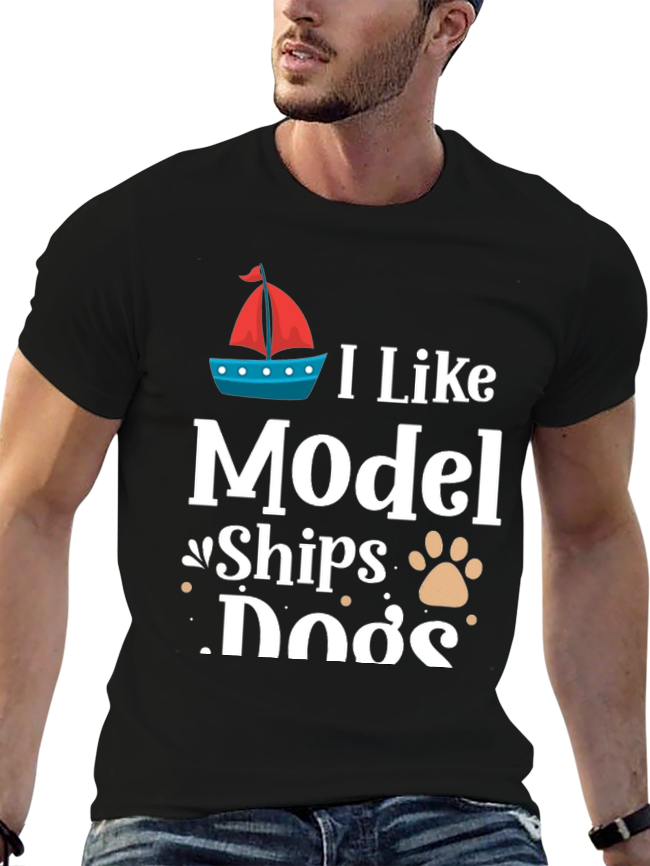 I Like Model Ships and Dogs T-Shirt