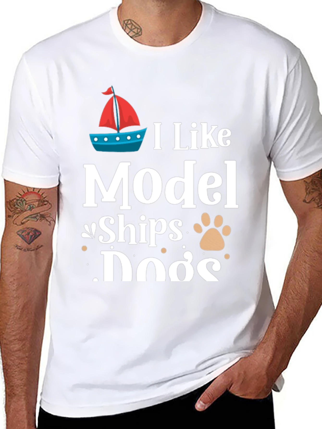 I Like Model Ships and Dogs T-Shirt