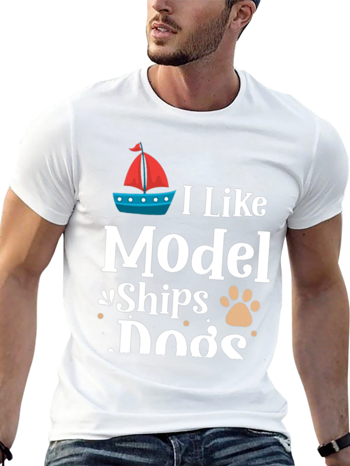 I Like Model Ships and Dogs T-Shirt