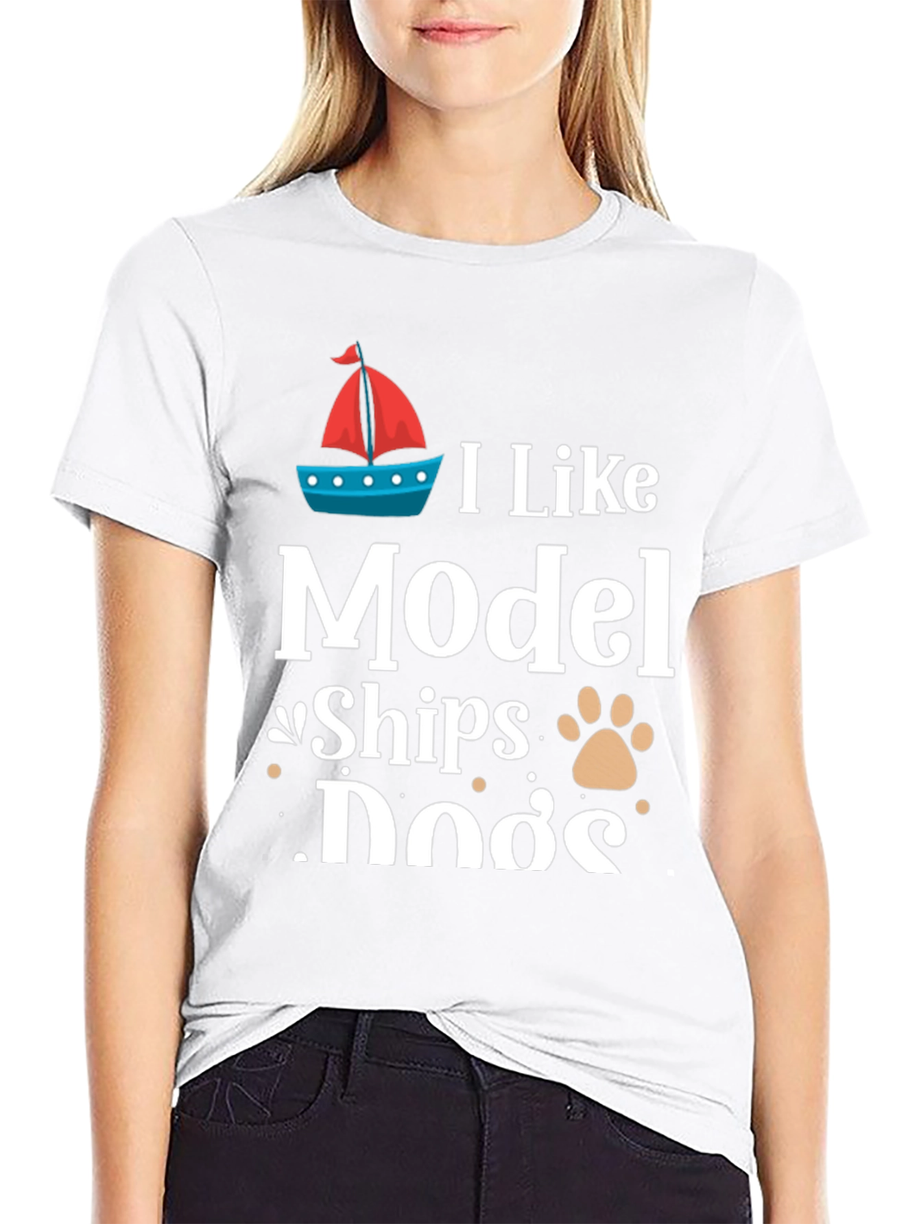I Like Model Ships and Dogs T-Shirt