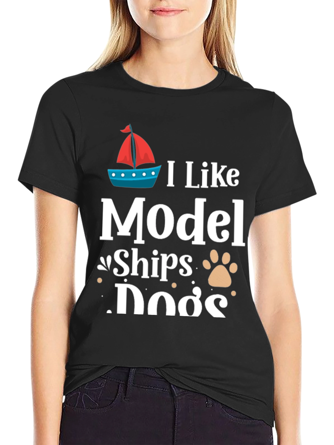 I Like Model Ships and Dogs T-Shirt