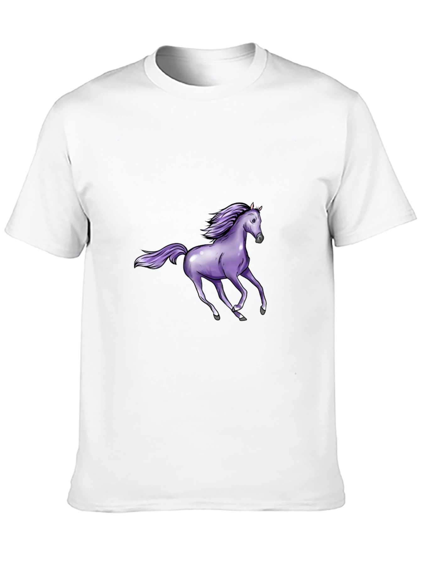 Black T-Shirt with Purple Horse Graphic