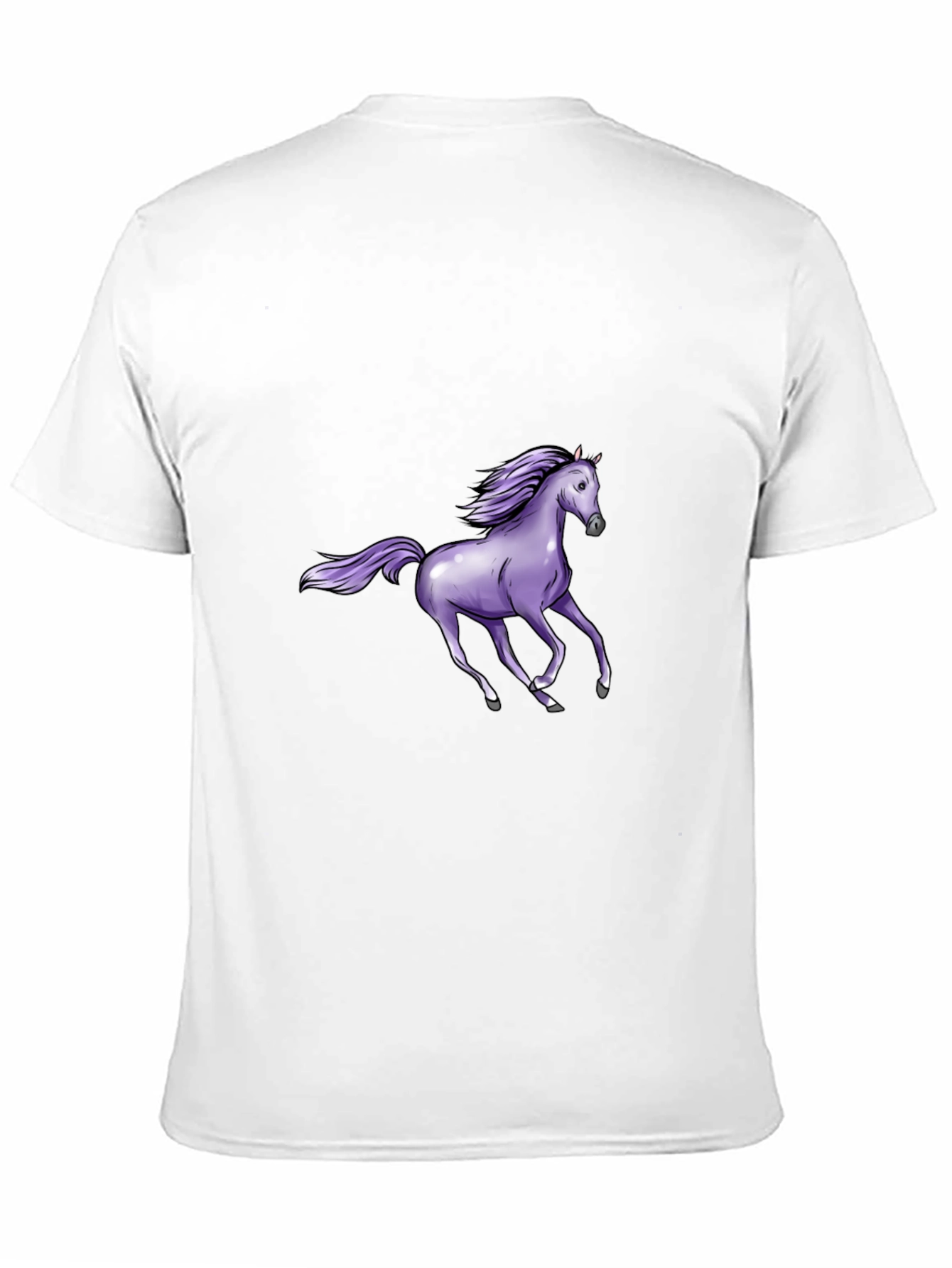Black T-Shirt with Purple Horse Graphic