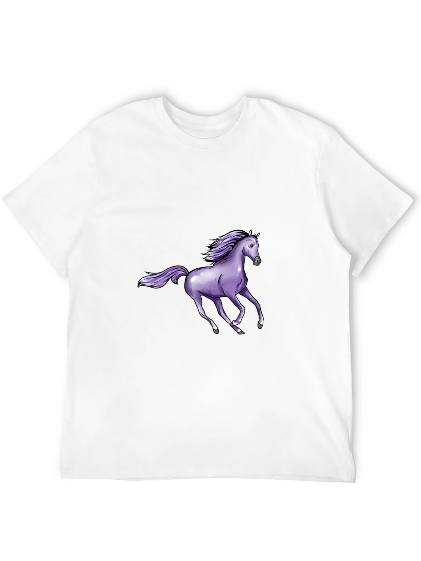 Black T-Shirt with Purple Horse Graphic