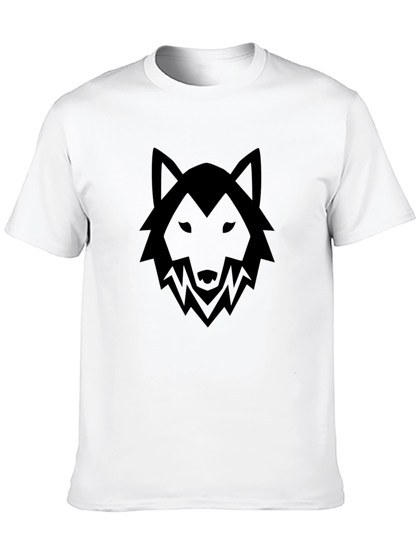 Mens Black T-Shirt with Wolf Graphic