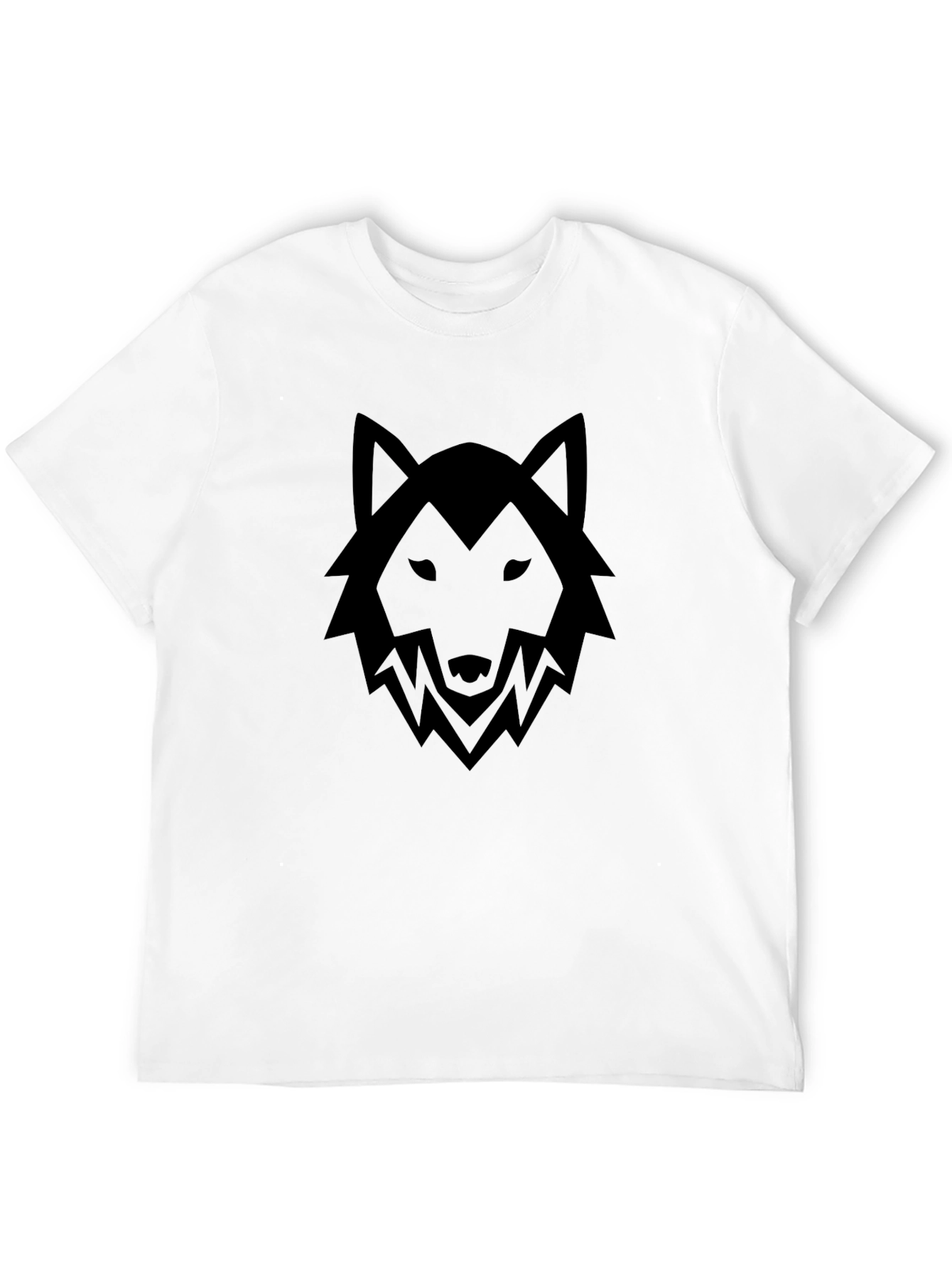 Mens Black T-Shirt with Wolf Graphic