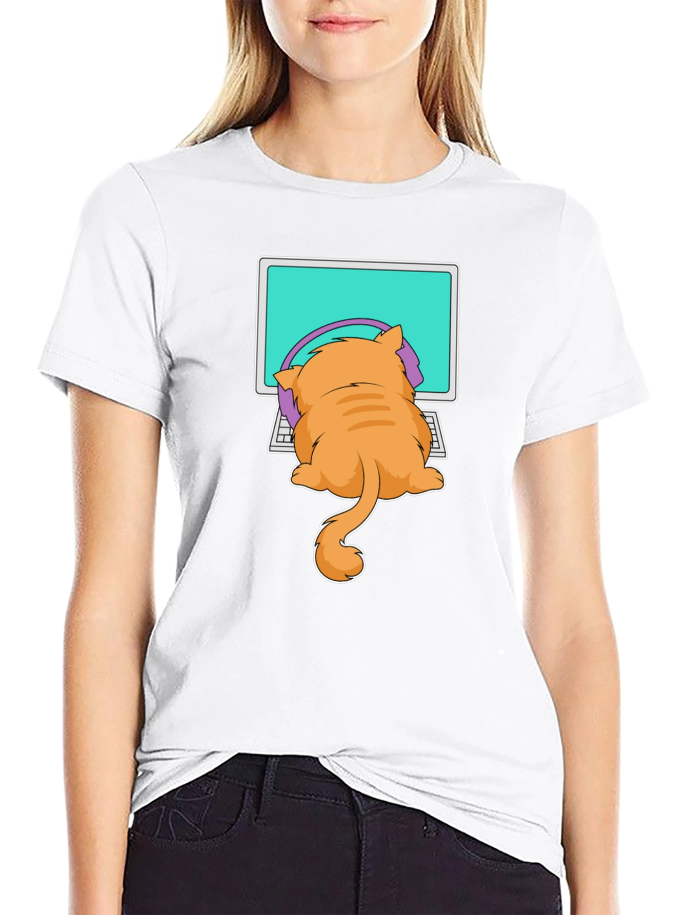 Cat Gamer T-Shirt - Funny Kitten Computer Tee