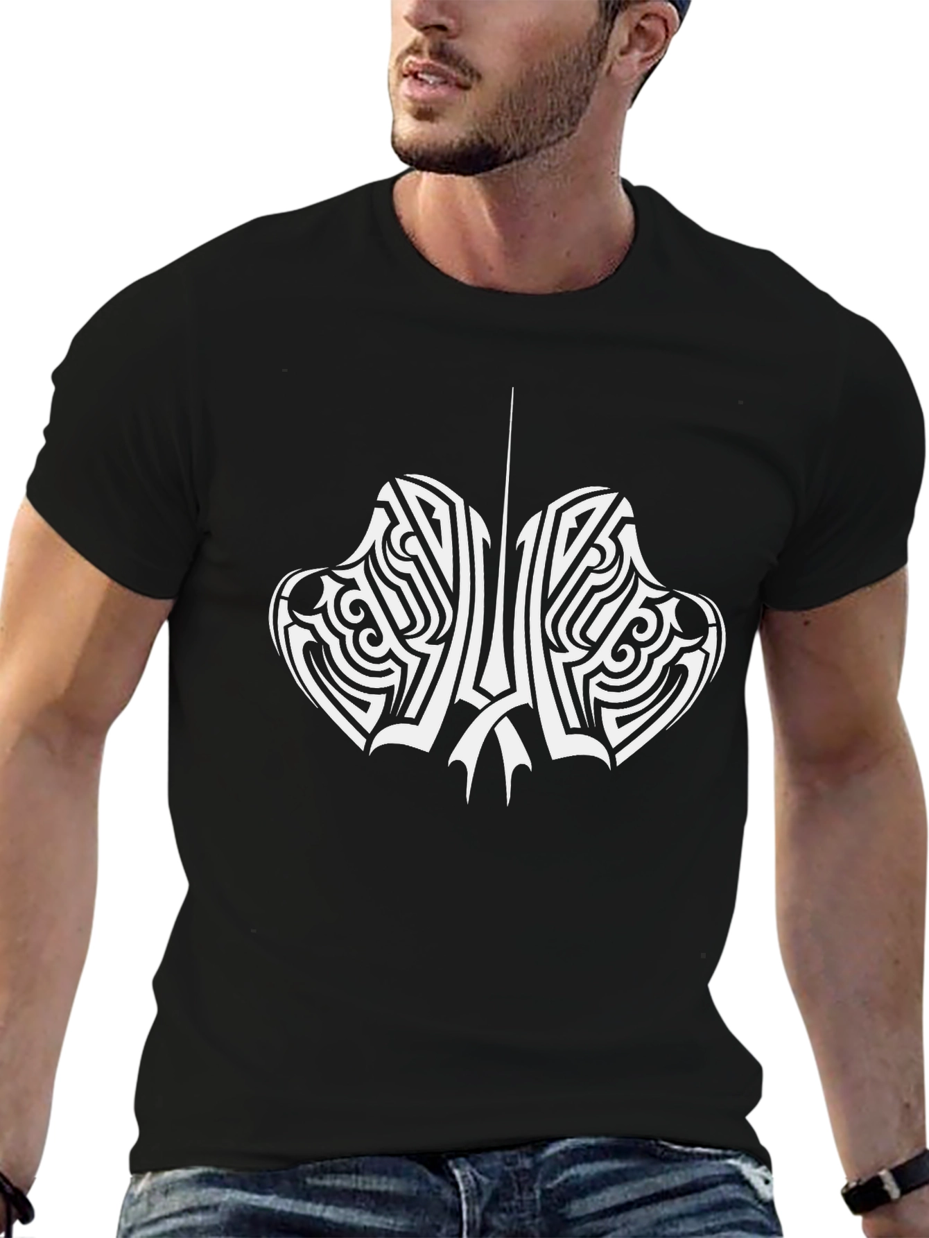 Tribal Design Black T-Shirt