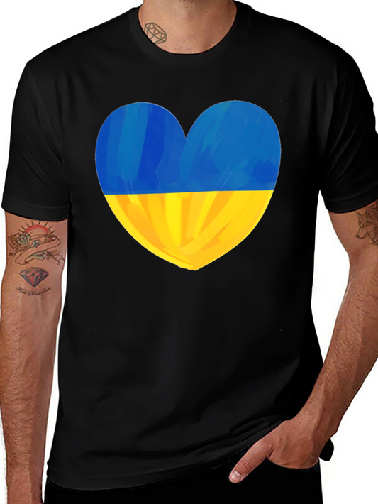 Ukraine Heart Flag Black T-Shirt - Show Your Support