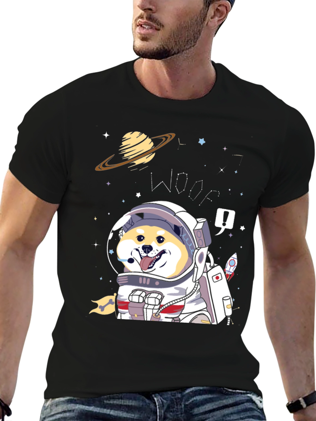 Woof! Space Dog T-Shirt - Shiba Inu Astronaut Tee