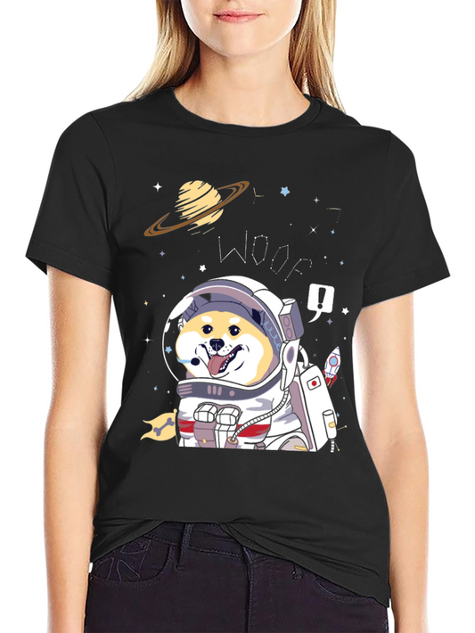 Woof! Space Dog T-Shirt - Shiba Inu Astronaut Tee