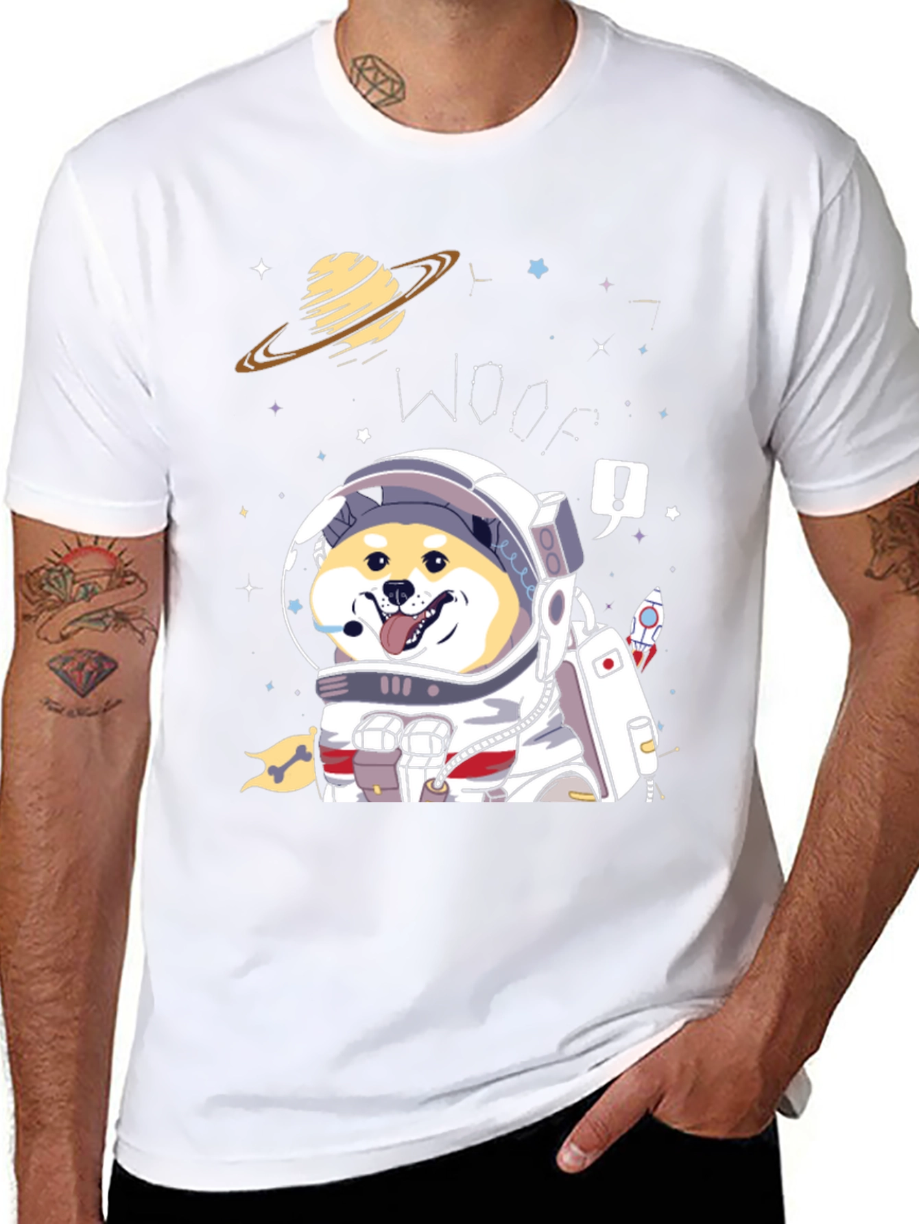 Woof! Space Dog T-Shirt - Shiba Inu Astronaut Tee