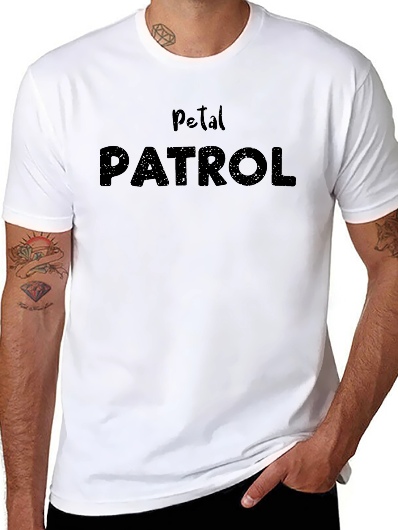 Petal Patrol Graphic Print T-Shirt - Black Crew Neck