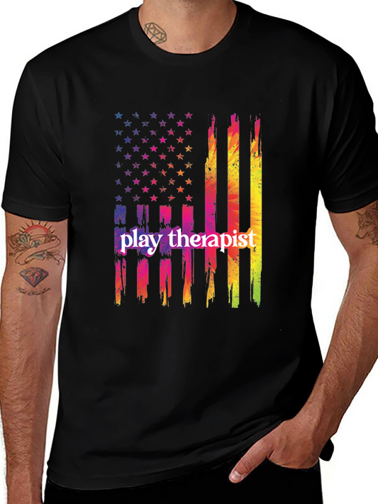 Play Therapist USA Flag Graphic T-Shirt
