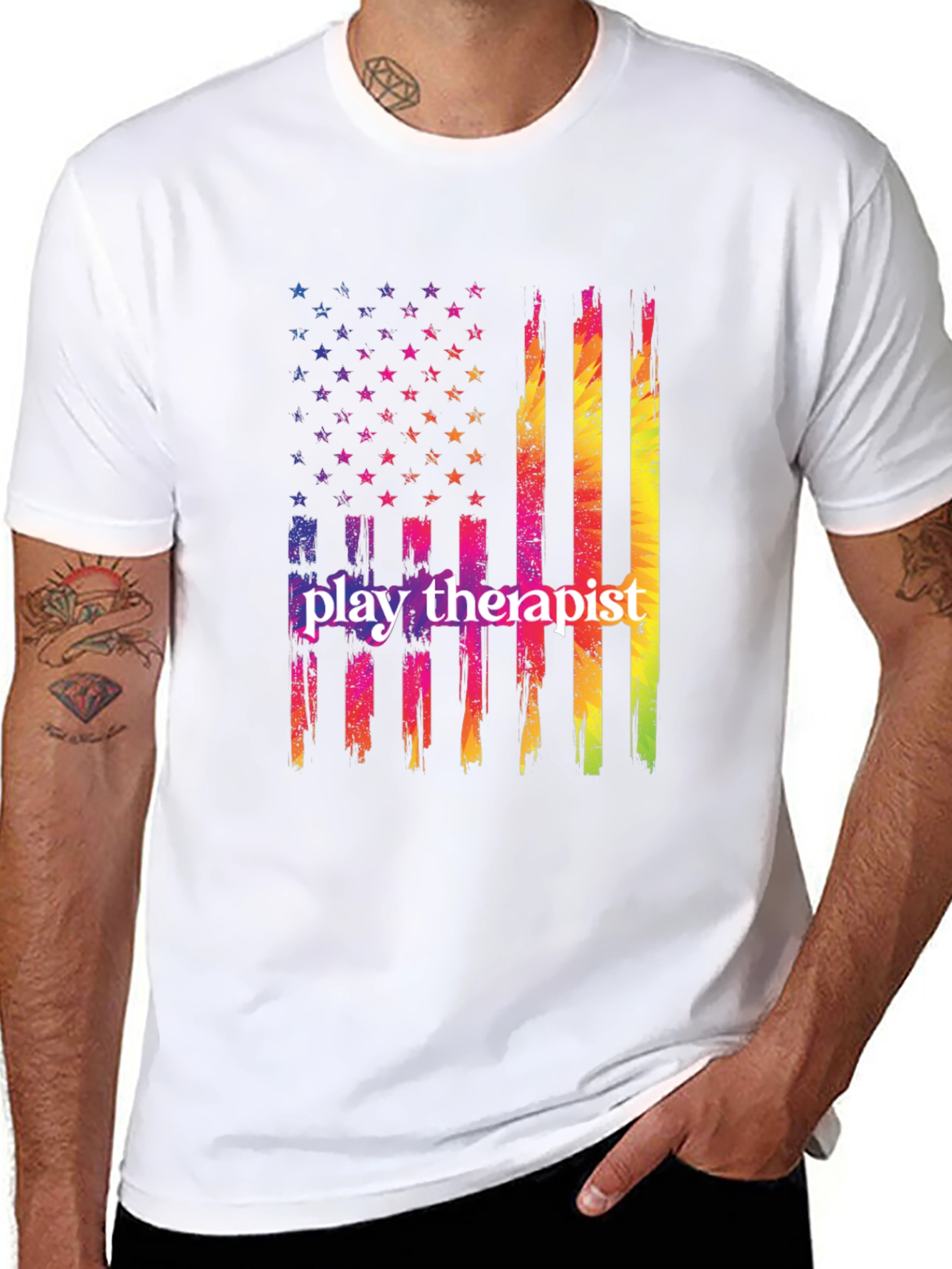 Play Therapist USA Flag Graphic T-Shirt