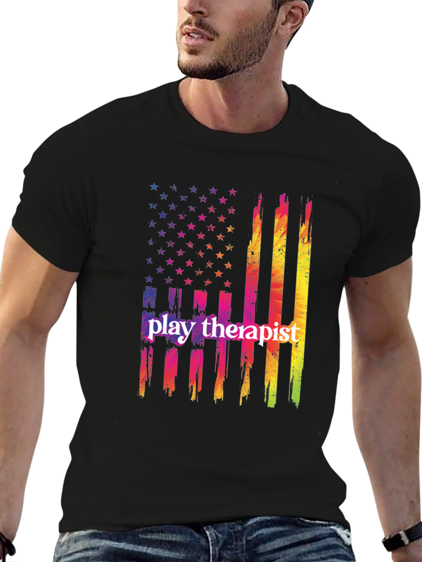 Play Therapist USA Flag Graphic T-Shirt