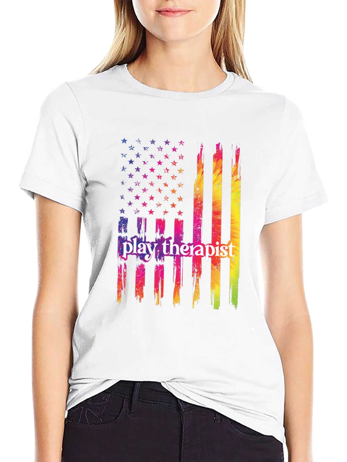 Play Therapist USA Flag Graphic T-Shirt