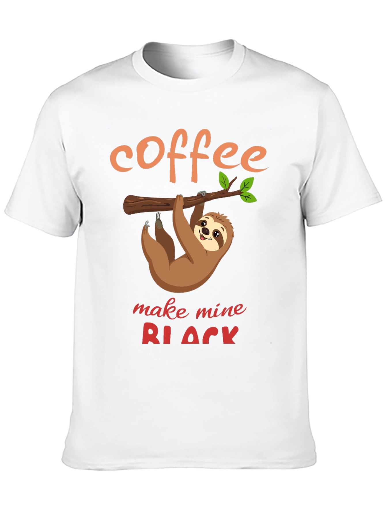 Coffee Sloth T-Shirt - Make Mine Black Funny Tee