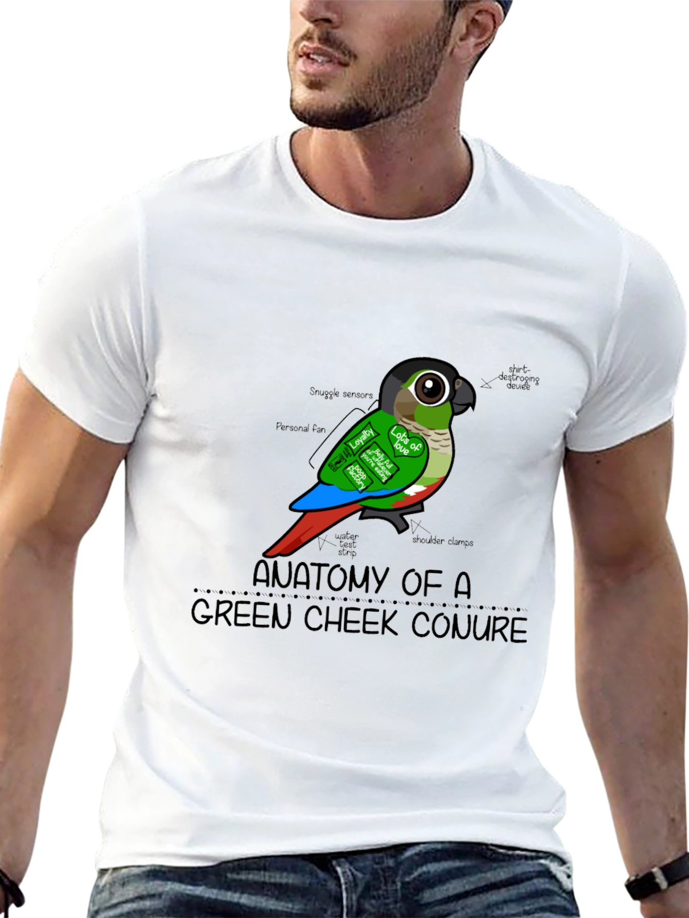 Anatomy of a Green Cheek Conure T-Shirt