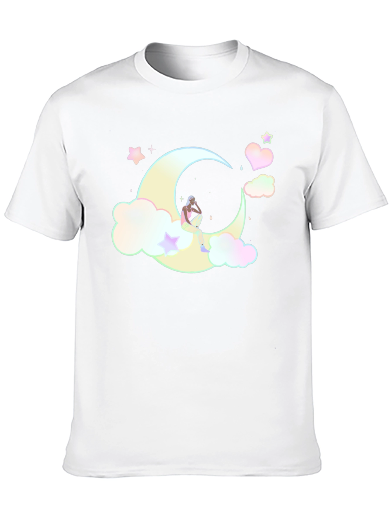 Dreamy Moon Graphic Tee - Soft Black Cotton T-Shirt