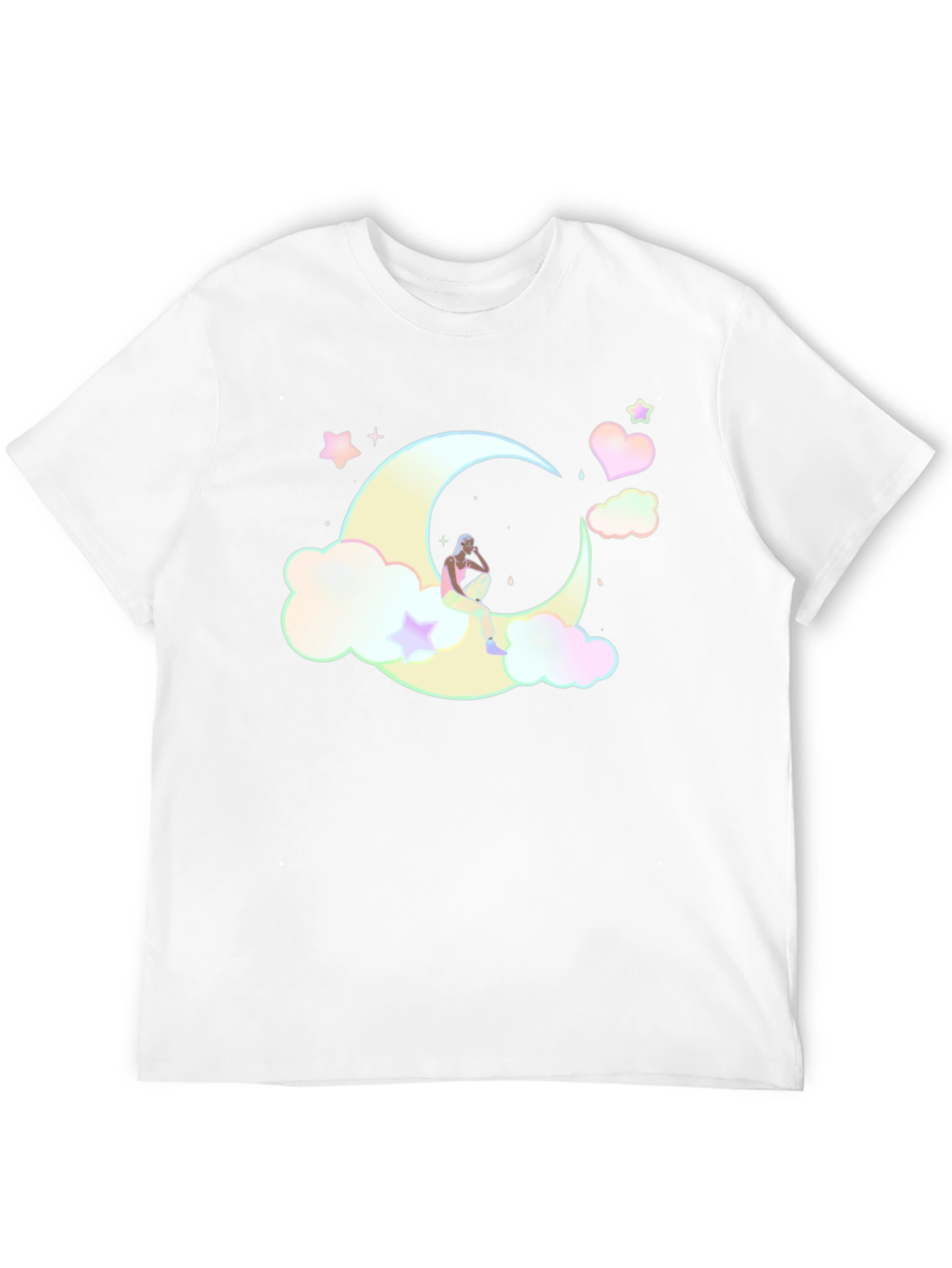 Dreamy Moon Graphic Tee - Soft Black Cotton T-Shirt