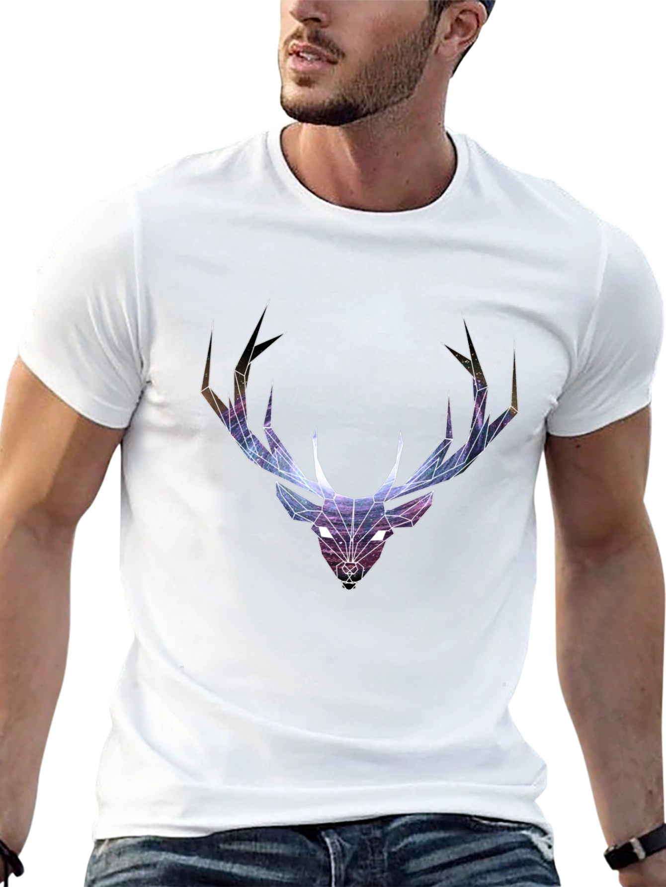 Geometric Deer Head Graphic T-Shirt
