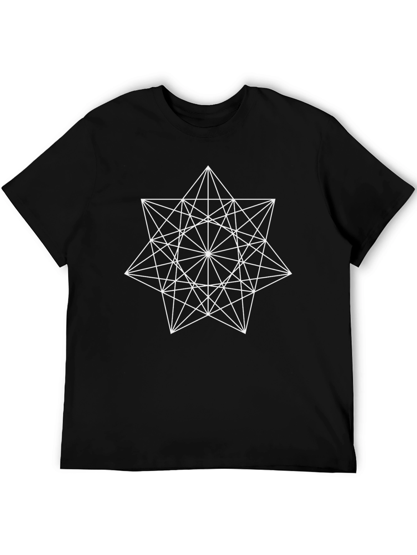 Geometric Star Graphic Tee - Modern Black T-Shirt