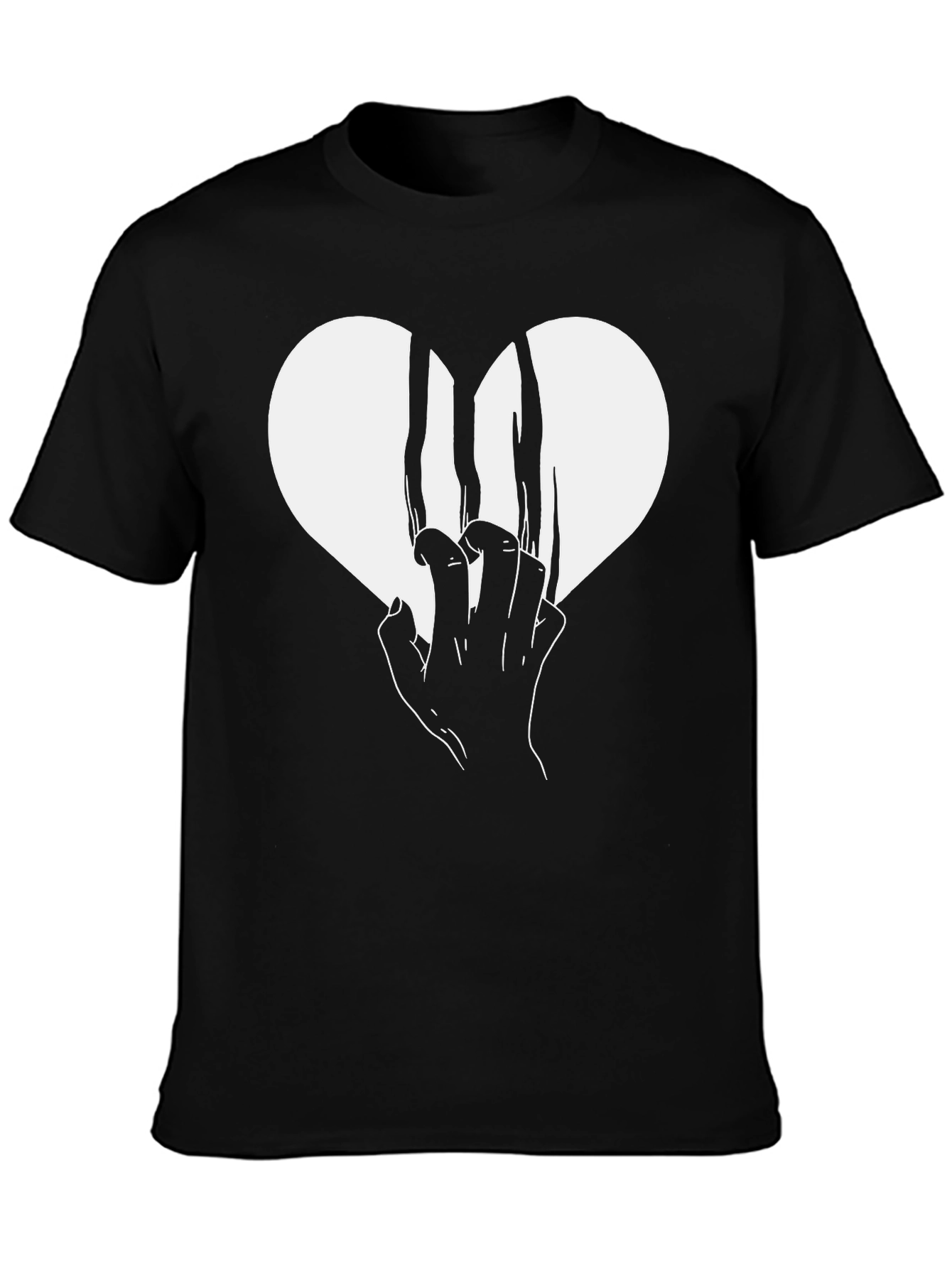 Broken Heart Graphic Tee - Black Cotton T-Shirt