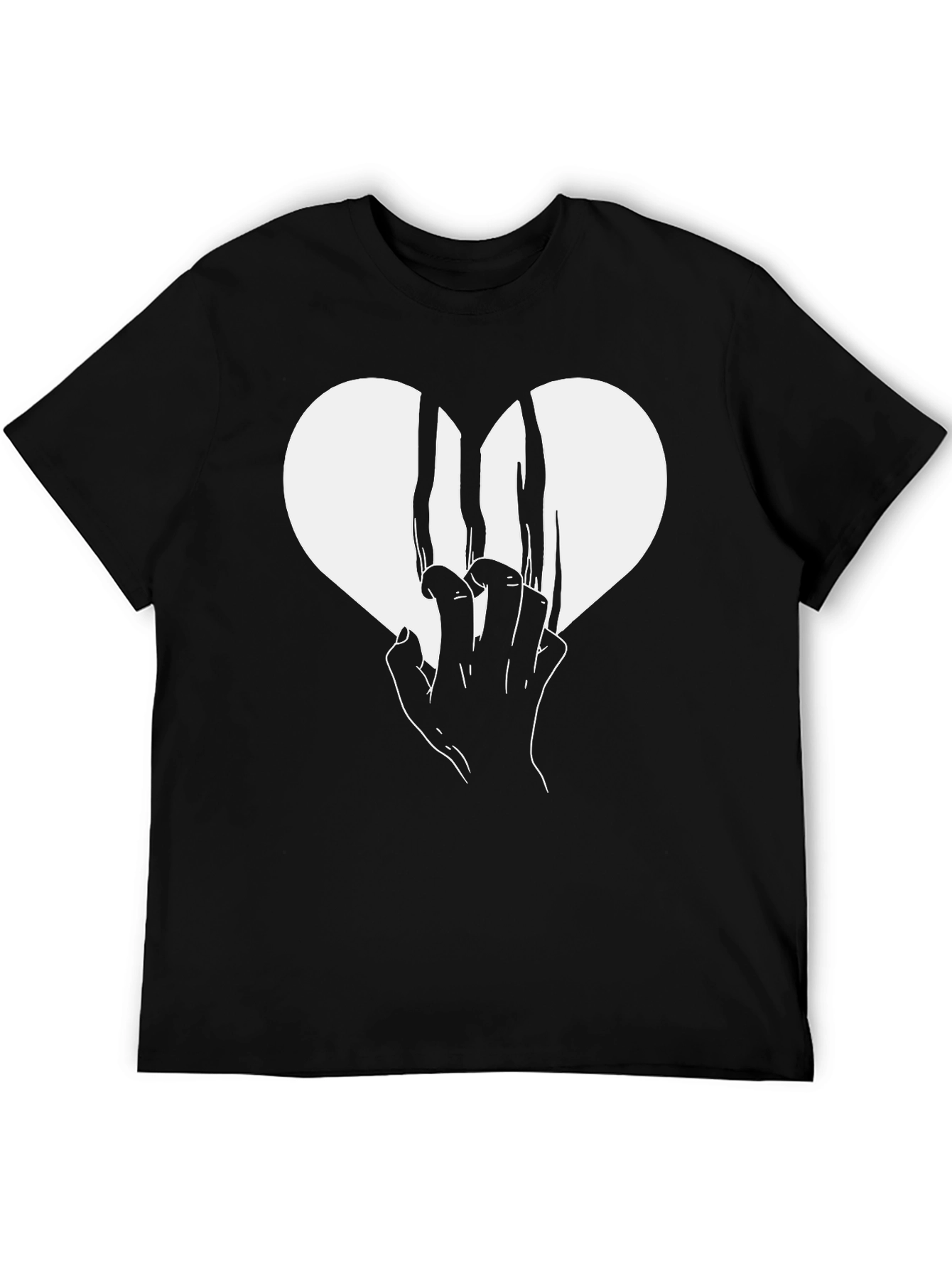 Broken Heart Graphic Tee - Black Cotton T-Shirt