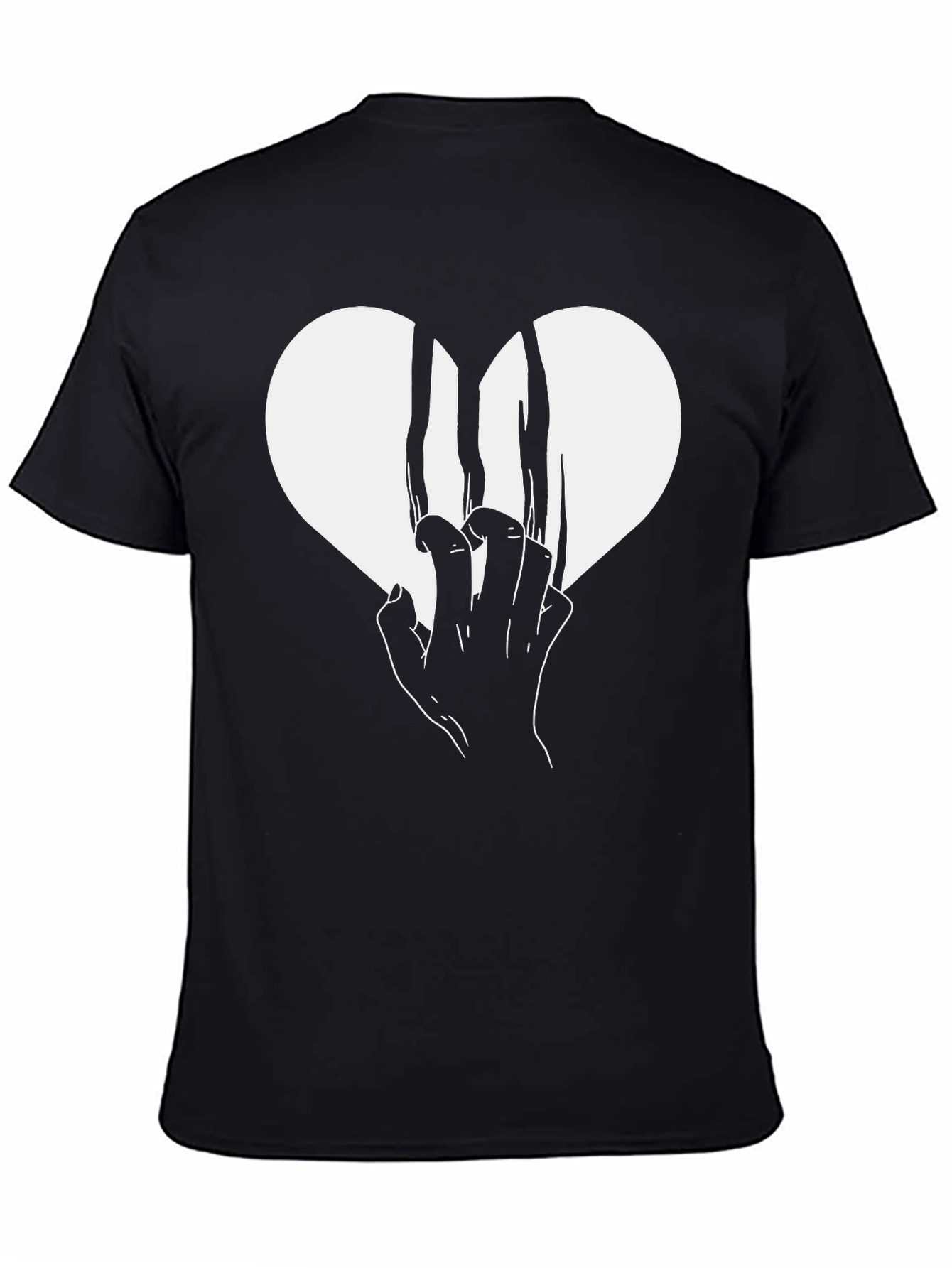 Broken Heart Graphic Tee - Black Cotton T-Shirt