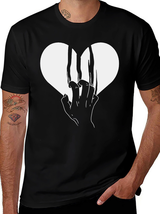 Broken Heart Graphic Tee - Black Cotton T-Shirt