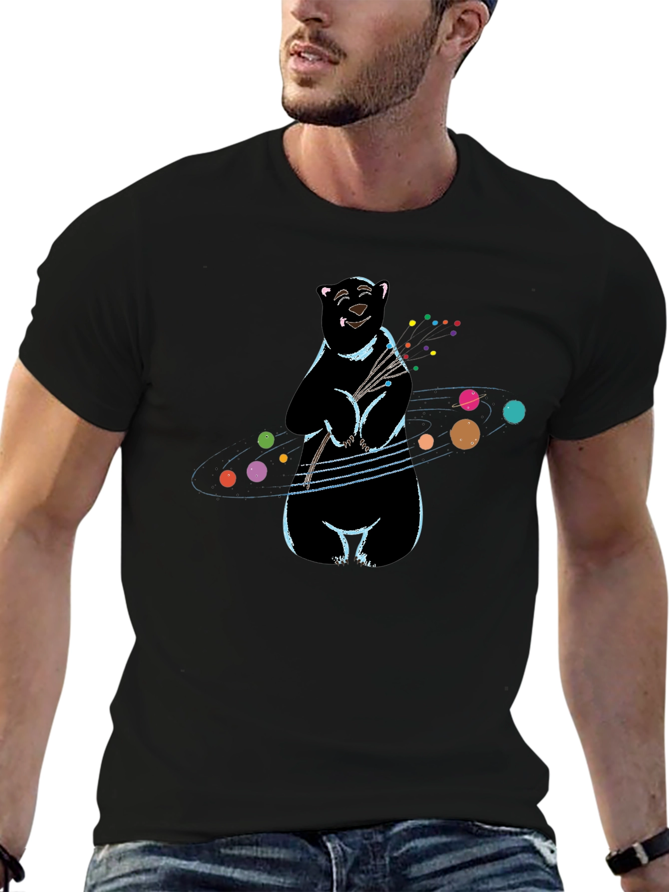 Cosmic Bear T-Shirt - Black Graphic Tee