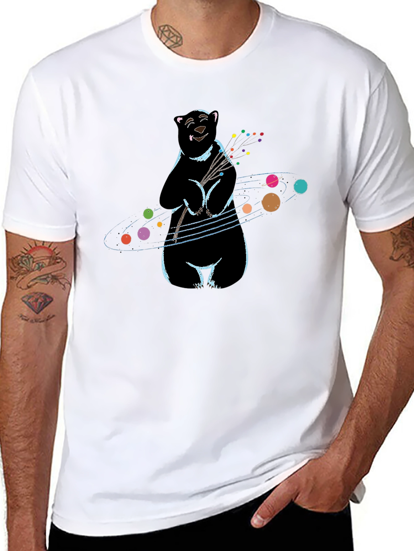 Cosmic Bear T-Shirt - Black Graphic Tee