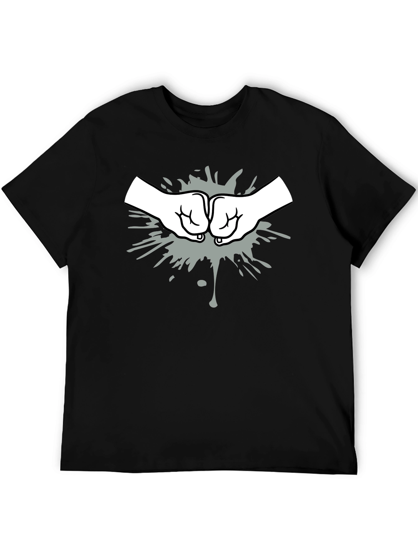 Fist Bump Graphic Print Black T-Shirt