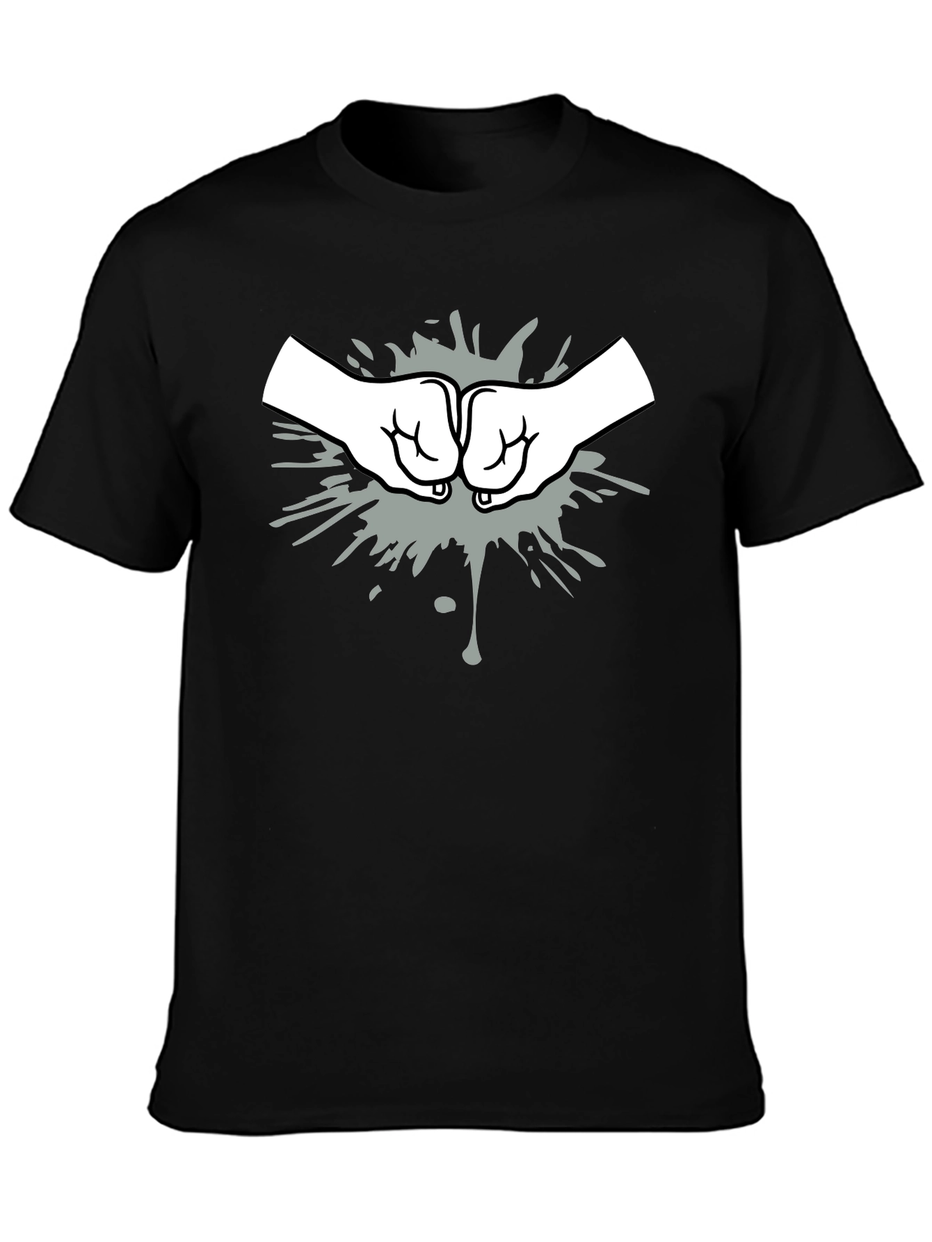 Fist Bump Graphic Print Black T-Shirt
