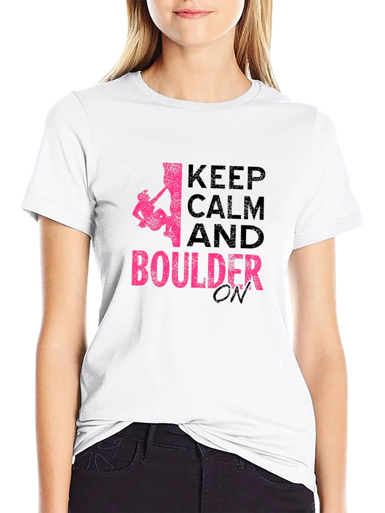 Keep Calm and Boulder On Black T-Shirt