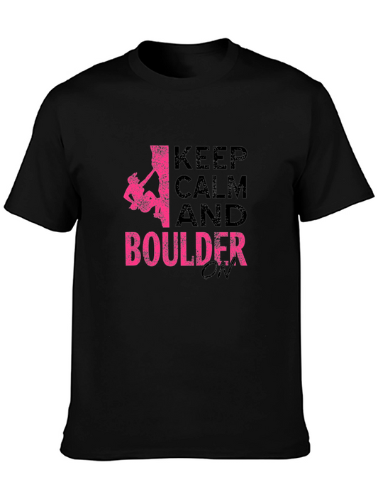 Keep Calm and Boulder On Black T-Shirt