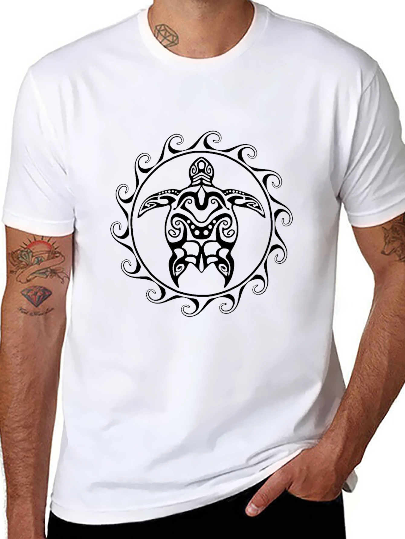 Tribal Turtle Graphic Tee - Black