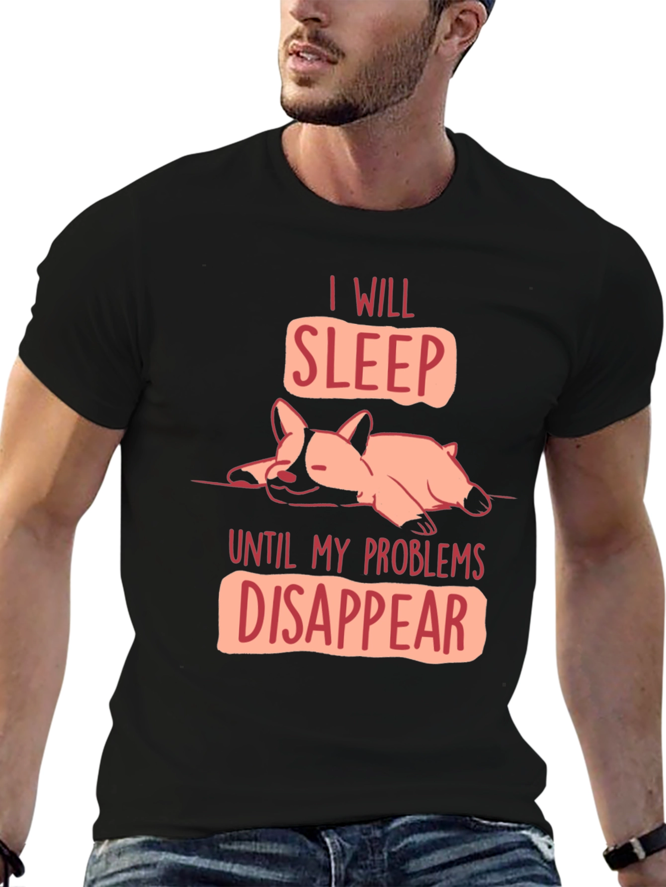 Funny Dog Sleep T-Shirt - Problems Disappear Tee