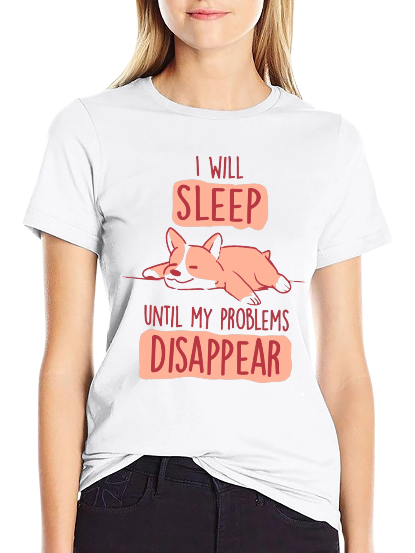 Funny Dog Sleep T-Shirt - Problems Disappear Tee