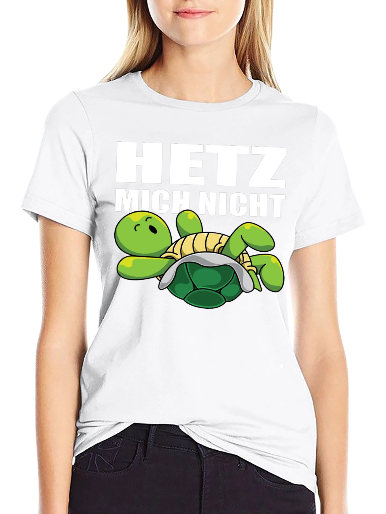 Hetz Mich Nicht Turtle Graphic Tee - Black