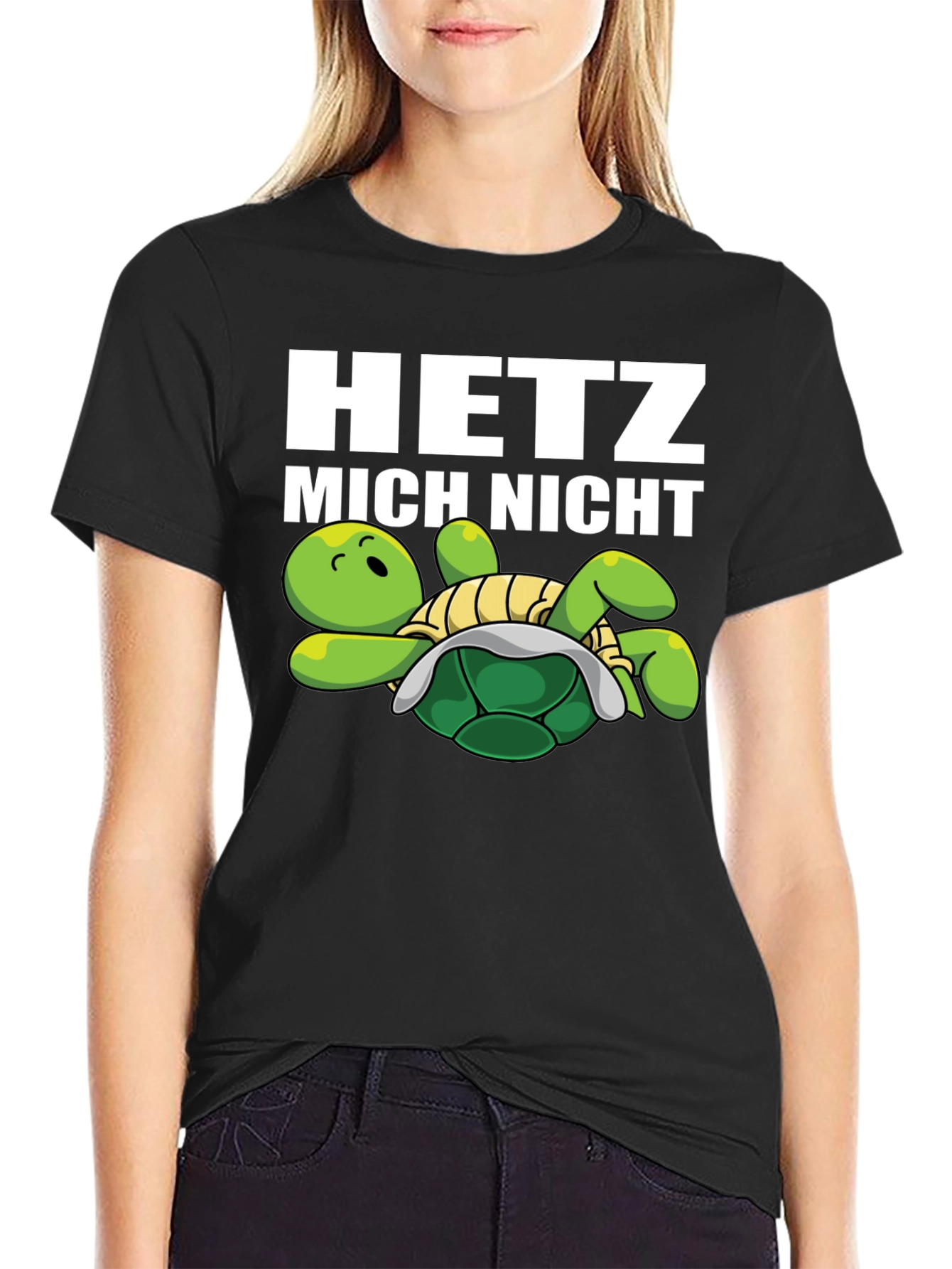 Hetz Mich Nicht Turtle Graphic Tee - Black