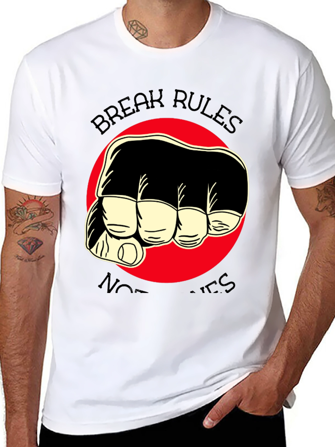 Break Rules Not Hearts Graphic Tee - Black