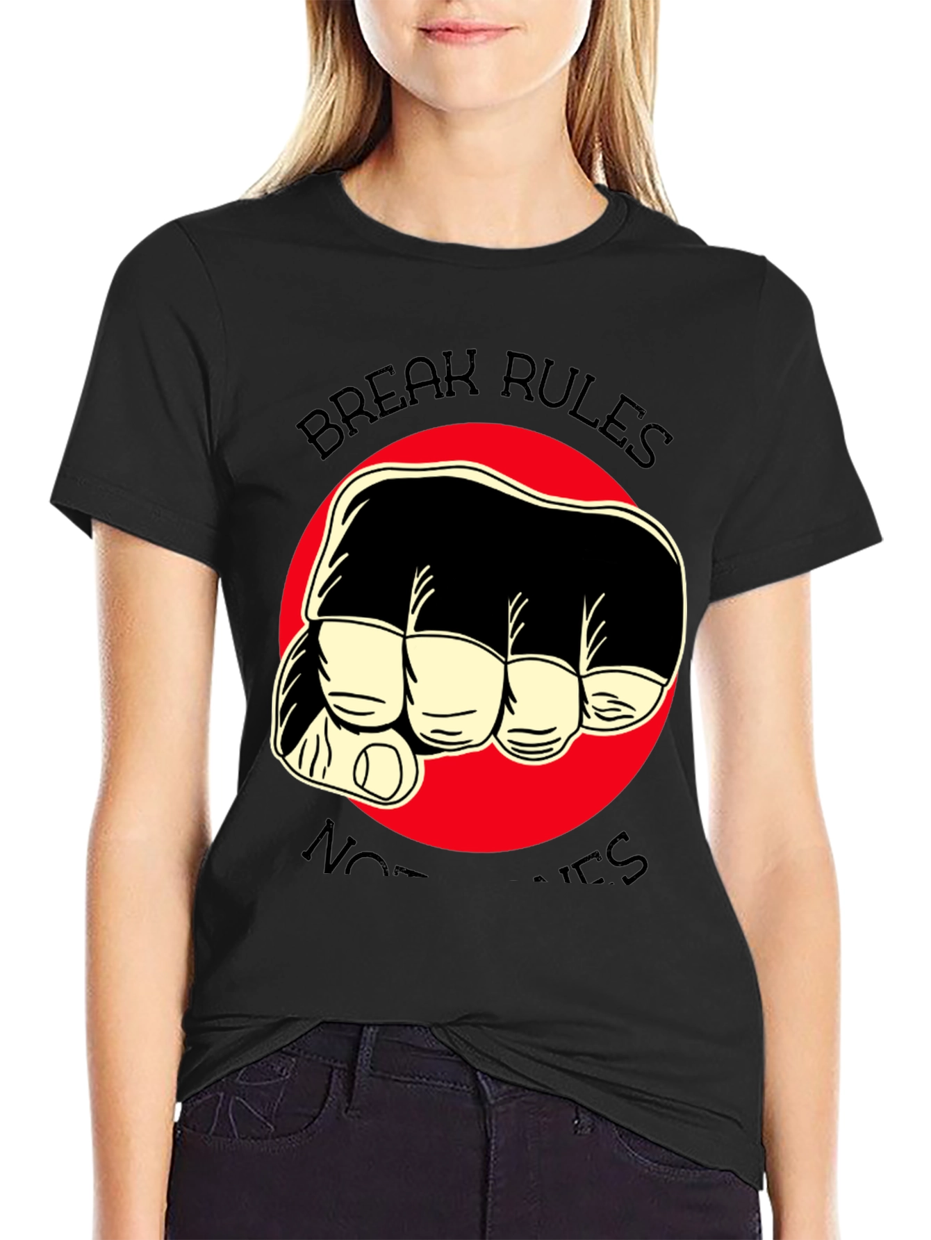 Break Rules Not Hearts Graphic Tee - Black
