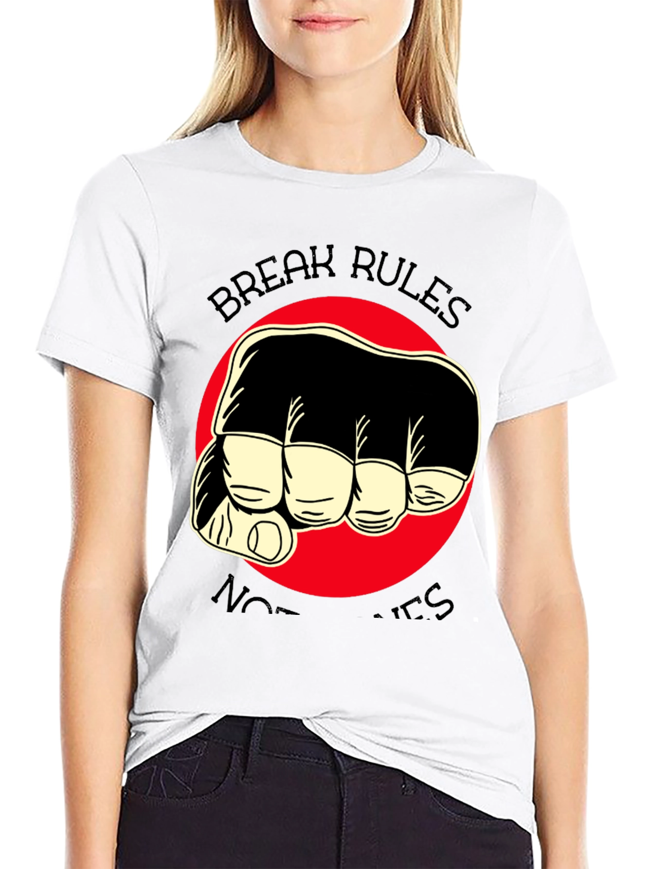 Break Rules Not Hearts Graphic Tee - Black