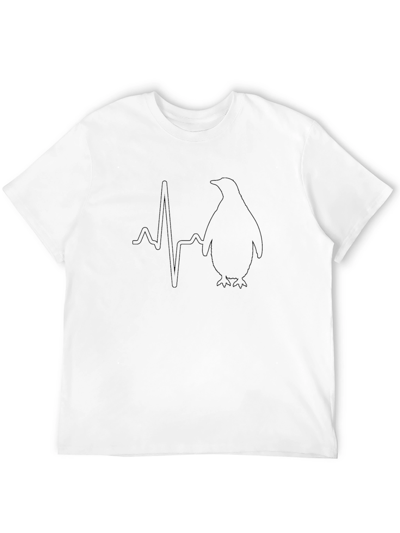 Penguin Heartbeat Graphic Black T-Shirt