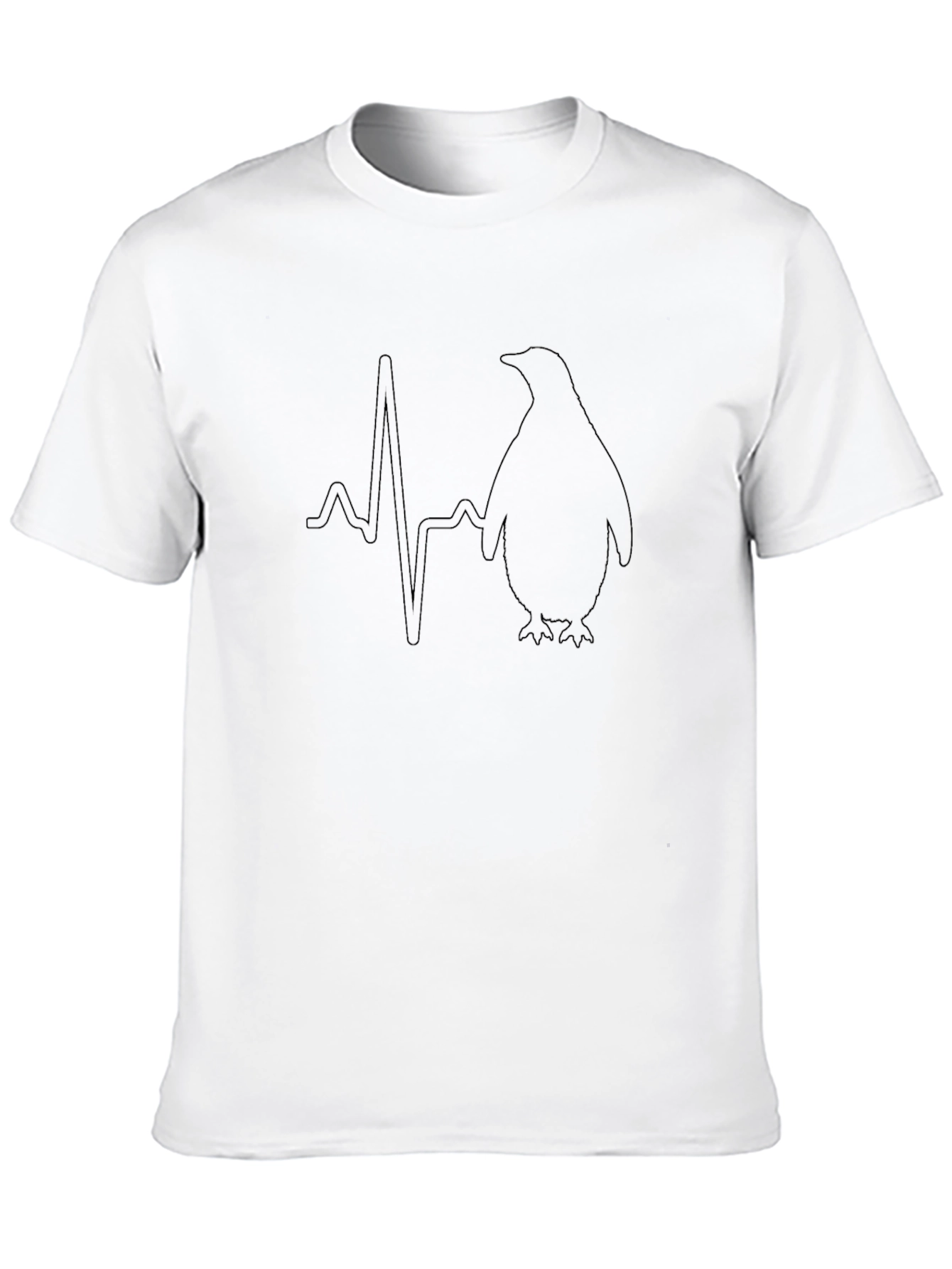 Penguin Heartbeat Graphic Black T-Shirt